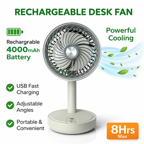 DP 7639 Rechargeable 4000mAh Battery Up Down Adjustable Desk Fan